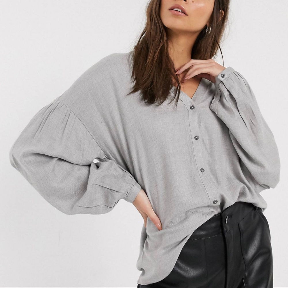 ASOS ESPRIT Gathered Sleeve Button Down